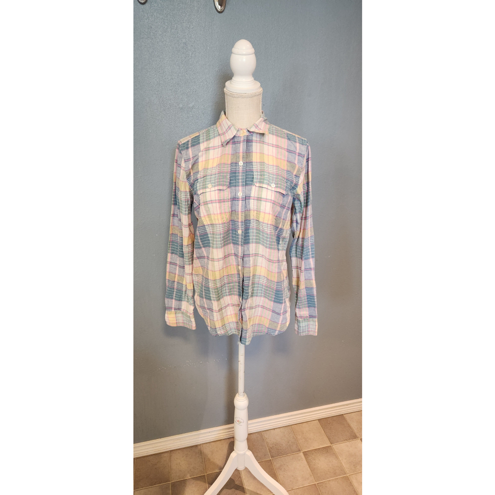 Vintage Y2K Chaps pastel plaid cotton blend button-down shirt